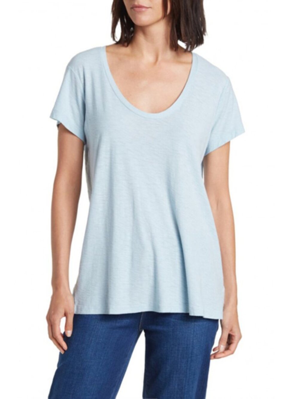 NWT $100 James Perse Powder V-Neck Cotton Slub Short Sleeve T-Shirt SIZE 0